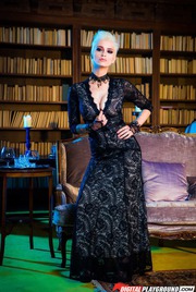 Wild Blonde Babe Mila Milan Strips In The Library 00